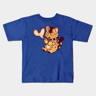 Warm Coffee Cat Kids T-Shirt